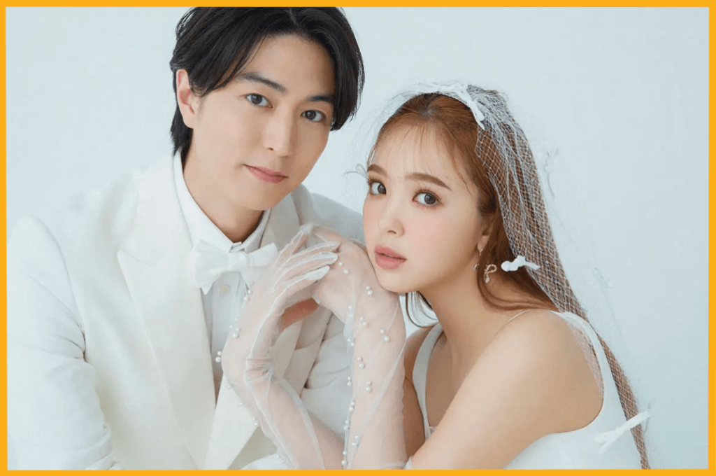 藤田ニコルさんと夫の稲葉友さんとの結婚報告写真
